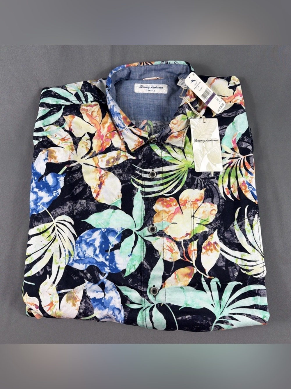 Tommy Bahama Shirt Tortola Hasta La Fuego Print 2XLB Black Lyocell NWT MSRP $138